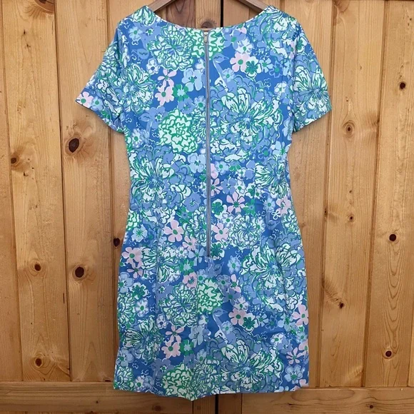 NWT Lilly Pulitzer Blue Floral Shift Dress Sz 12 - Picture 6 of 12